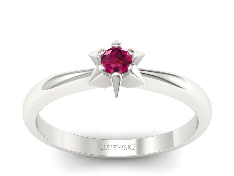 Pierścionek białe złoto z rubinem wyrazista elegancja - p16032br - 1