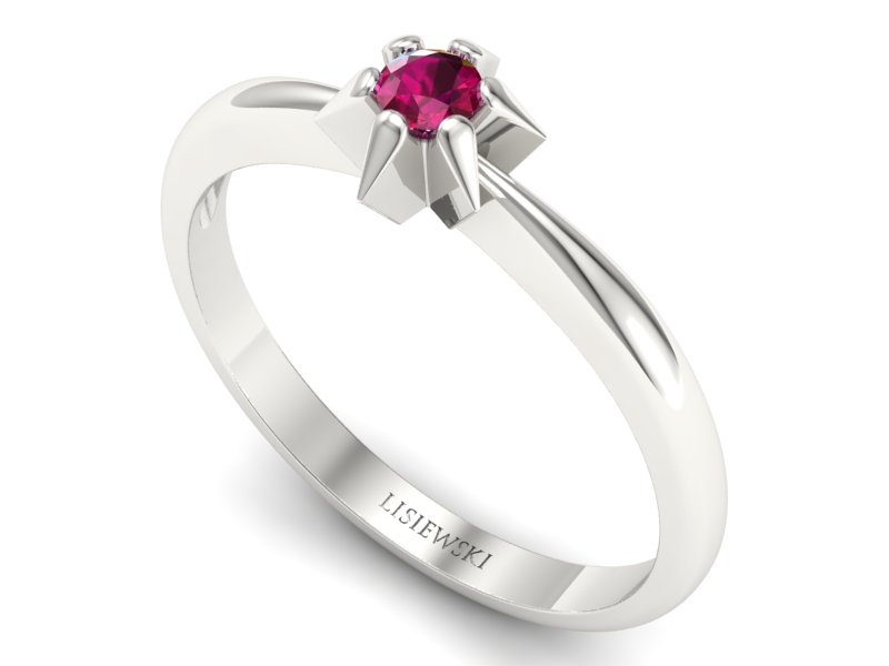 Pierścionek białe złoto z rubinem wyrazista elegancja - p16032br - 3