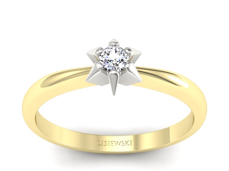 Złoty Pierścionek zaręczynowy z brylantem - p16032zb - 1