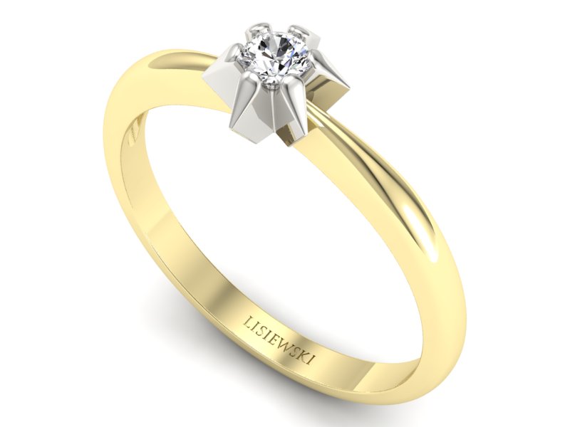 Złoty Pierścionek zaręczynowy z brylantem - p16032zb - 3