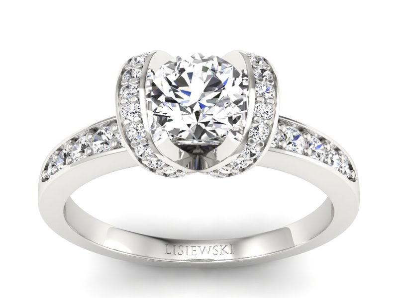 Pierścionek zaręczynowy z brylantami białe złoto - p16034b - 1