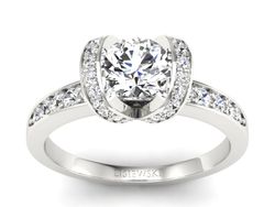 Pierścionek zaręczynowy z brylantami białe złoto - p16034b