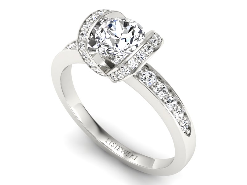 Pierścionek zaręczynowy z brylantami białe złoto - p16034b - 3