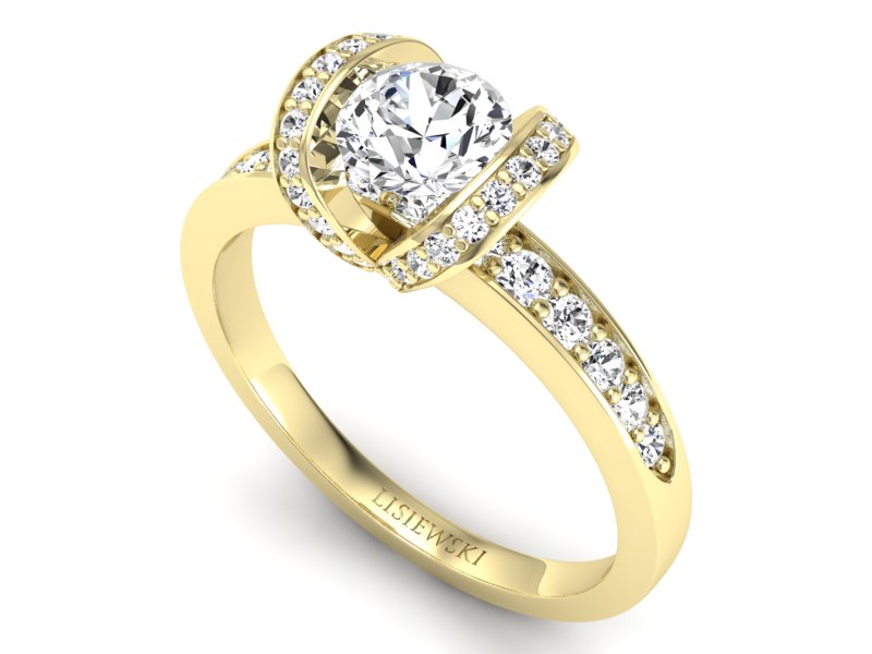 Złoty Pierścionek z brylantami żółte złoto 585 - p16034z - 3