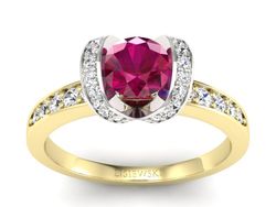 Pierścionek z rubinem i diamentami złoto 585 - p16034zbr