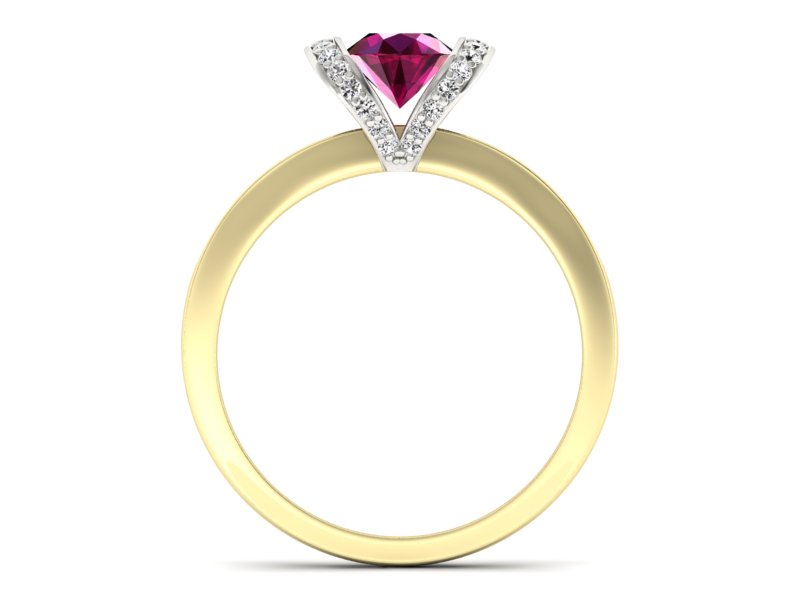 Pierścionek z rubinem i diamentami złoto 585 - p16034zbr - 2