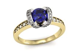 Pierścionek z szafirem i diamentami złoto 585 - p16034zbszc