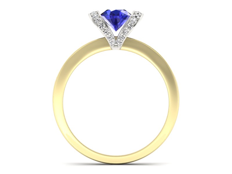 Pierścionek z szafirem i diamentami złoto 585 - p16034zbszc - 2