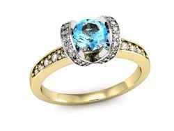 Złoty Pierścionek topaz i brylanty złoto 585 - p16034zbtp