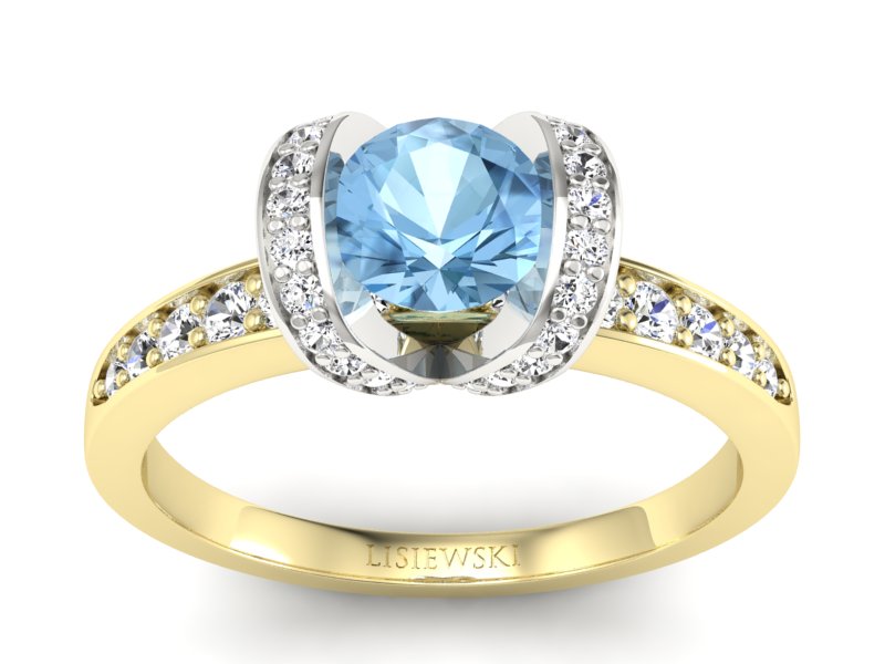 Złoty Pierścionek topaz i brylanty złoto 585 - p16034zbtp - 1