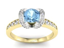 Złoty Pierścionek topaz i brylanty złoto 585 - p16034zbtp