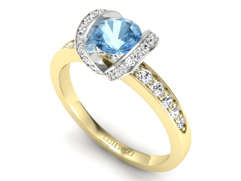 Złoty Pierścionek topaz i brylanty złoto 585 - p16034zbtp - 3