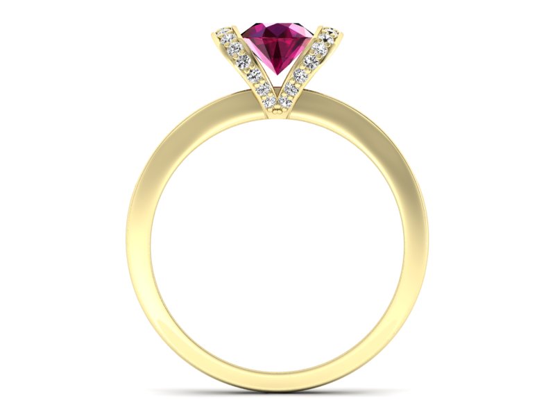 Pierścionek zaręczynowy z rubinem i brylantami - p16034zr - 2