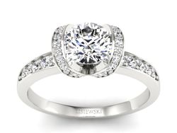 Złoty Pierścionek z brylantami białe złoto 585 - p16035b