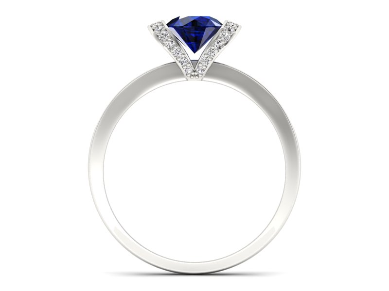 Pierścionek z szafirem i brylantami białe złoto - p16035bsz - 2
