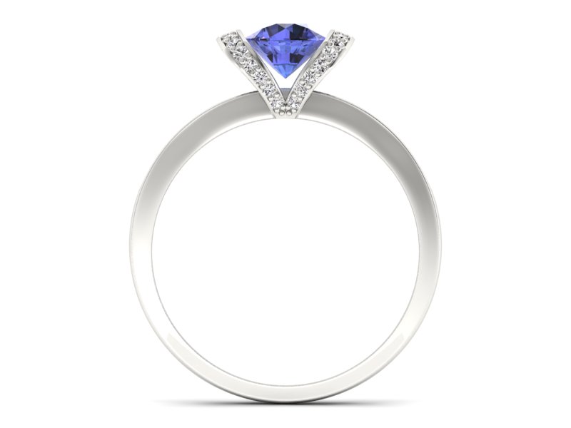 Pierścionek z tanzanitem białe złoto z brylantami - p16035bt - 2