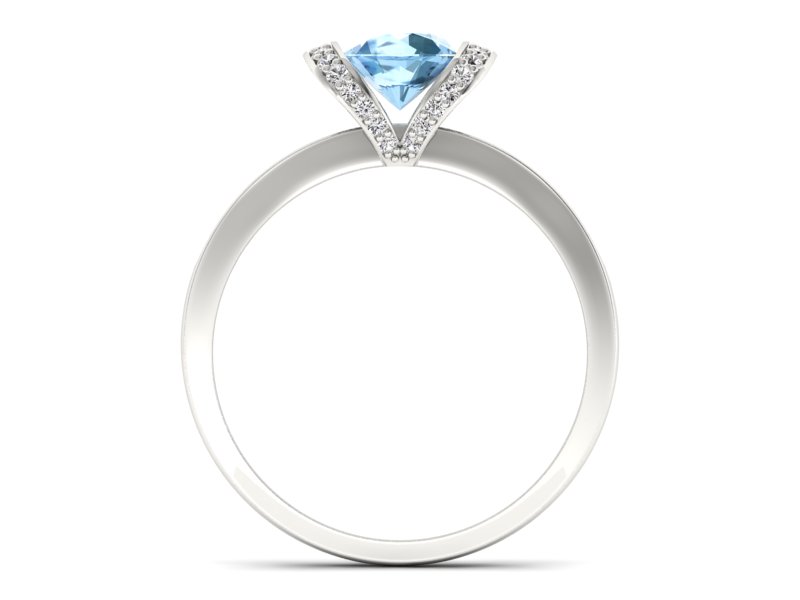 Pierścionek z topazem i brylantami białe złoto - p16035btp - 2