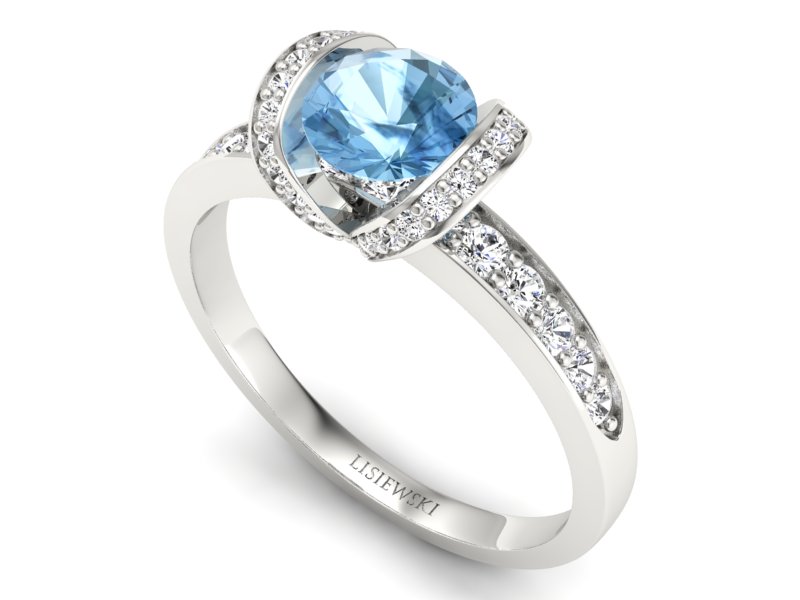 Pierścionek z topazem i brylantami białe złoto - p16035btp - 3