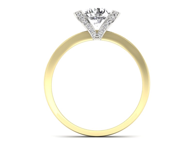 Pierścionek z diamentami żółte i białe złoto 585 - p16035zb - 2