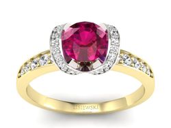 Pierścionek z rubinem i diamentami złoto 585 - p16035zbr