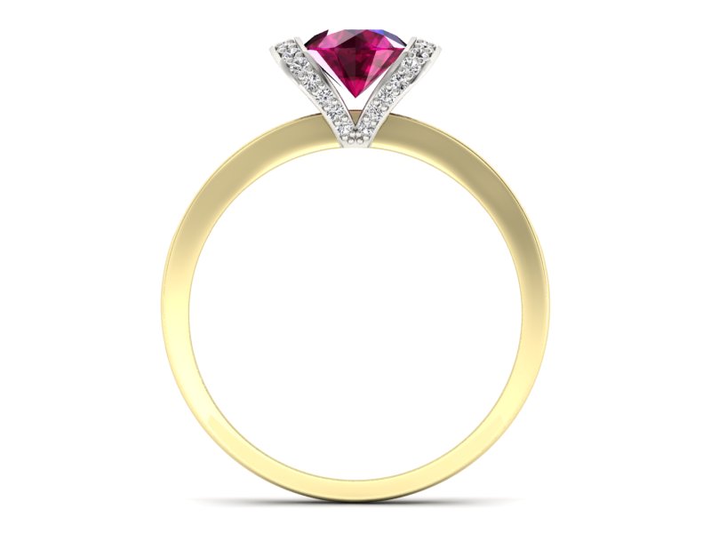 Pierścionek z rubinem i diamentami złoto 585 - p16035zbr - 2