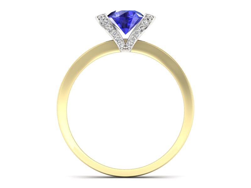 Pierścionek z szafirem i diamentami złoto 585 - p16035zbszc - 2