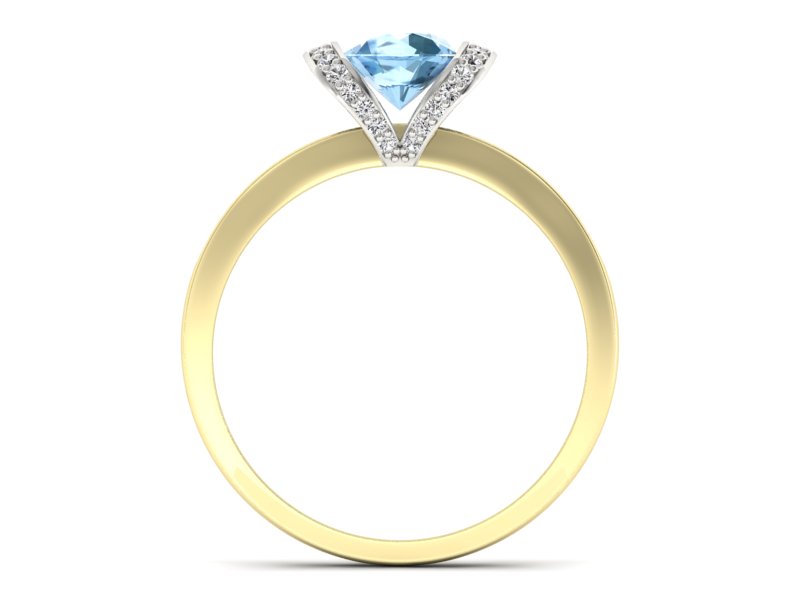 Pierścionek topaz i brylanty białe żółte złoto - p16035zbtp - 2