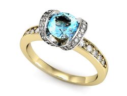 Pierścionek topaz i brylanty białe żółte złoto - p16035zbtp
