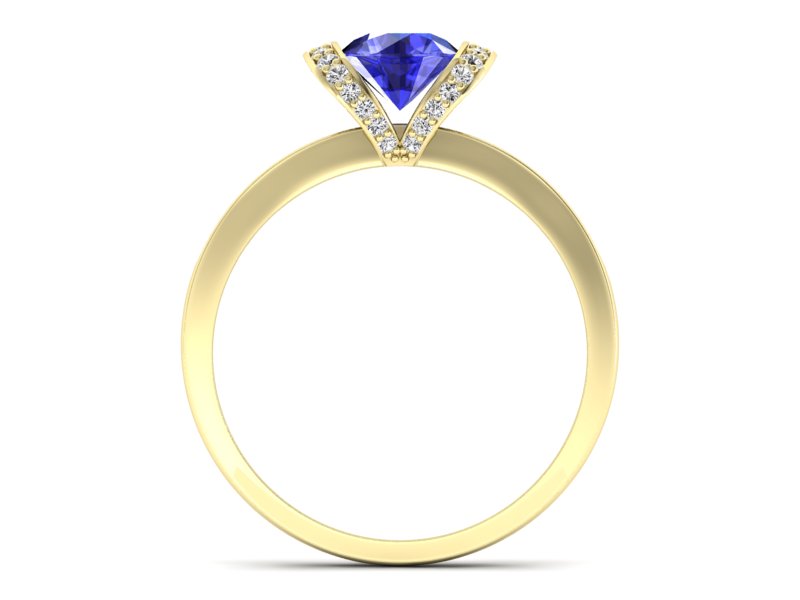 Złoty pierścionek z szafirem i diamentami - p16035zszc - 2