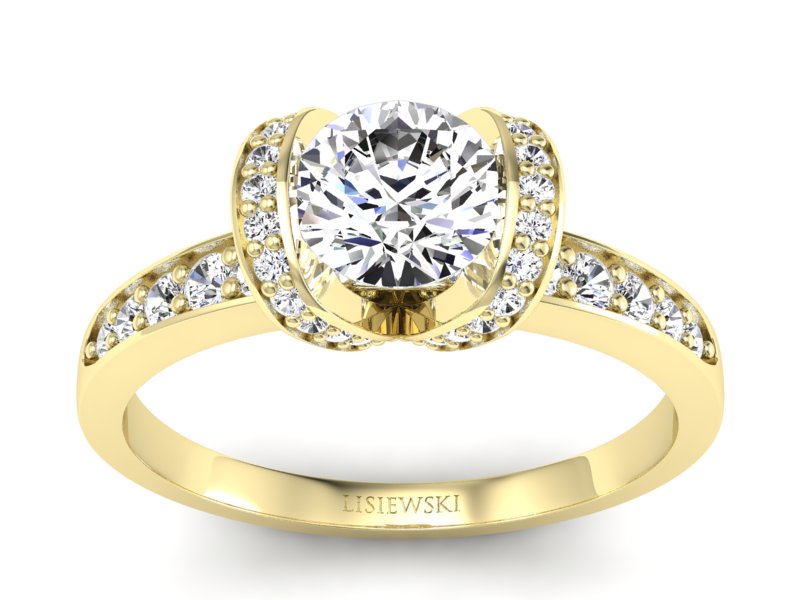 Pierścionek zaręczynowy z brylantami złoto 585 - p16035zVV - 1