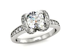 Pierścionek zaręczynowy z diamentami białe złoto - p16036b