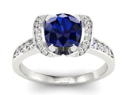 Pierścionek zaręczynowy z szafirem z brylantami - p16036bsz