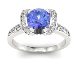 Pierścionek z tanzanitem białe złoto z brylantami - p16036bt