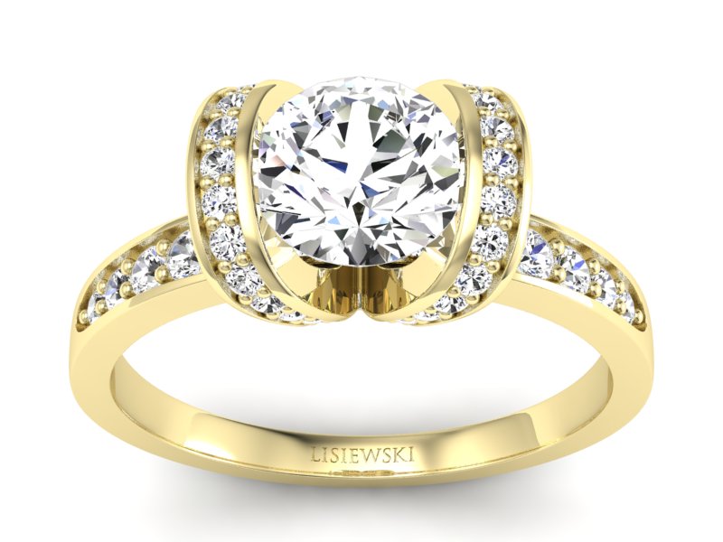 Pierścionek zaręczynowy z brylantami żółte złoto - p16036z - 1