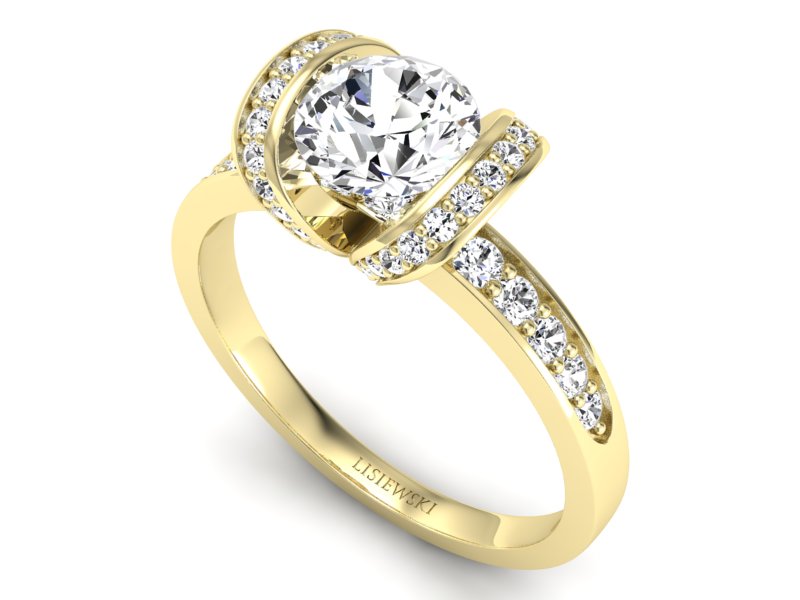 Pierścionek zaręczynowy z brylantami żółte złoto - p16036z