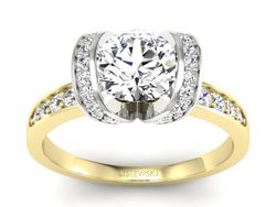 Pierścionek z diamentami żółte i białe złoto 585 - p16036zb