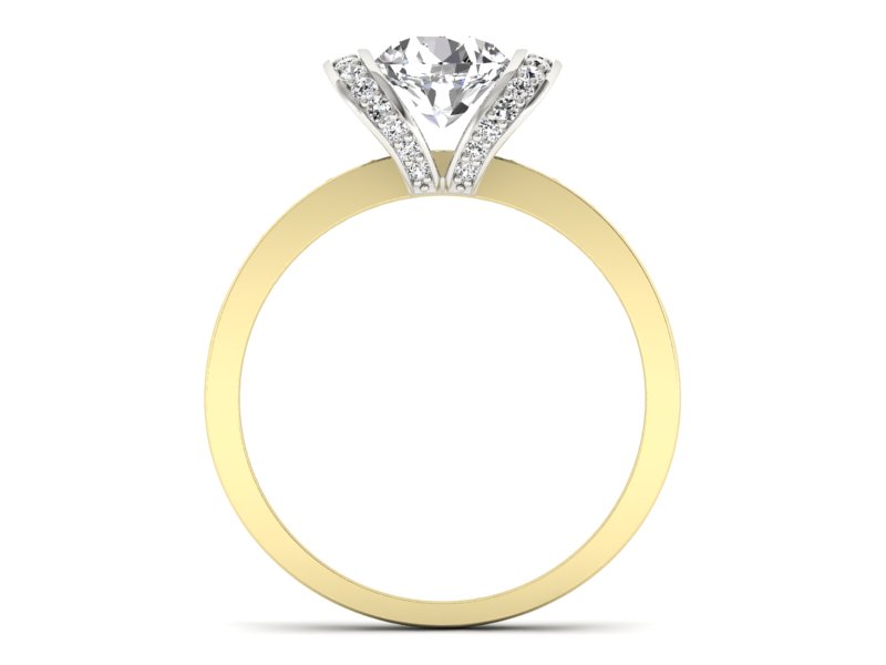 Pierścionek z diamentami żółte i białe złoto 585 - p16036zb - 2