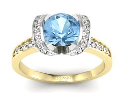 Pierścionek topaz i brylanty białe żółte złoto - p16036zba
