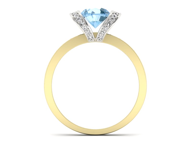 Pierścionek topaz i brylanty białe żółte złoto - p16036zba - 2