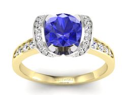 Złoty Pierścionek szafir i diamenty - p16036zbszc