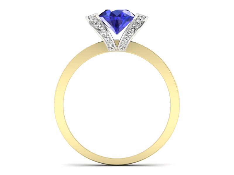 Złoty Pierścionek szafir i diamenty - p16036zbszc - 2