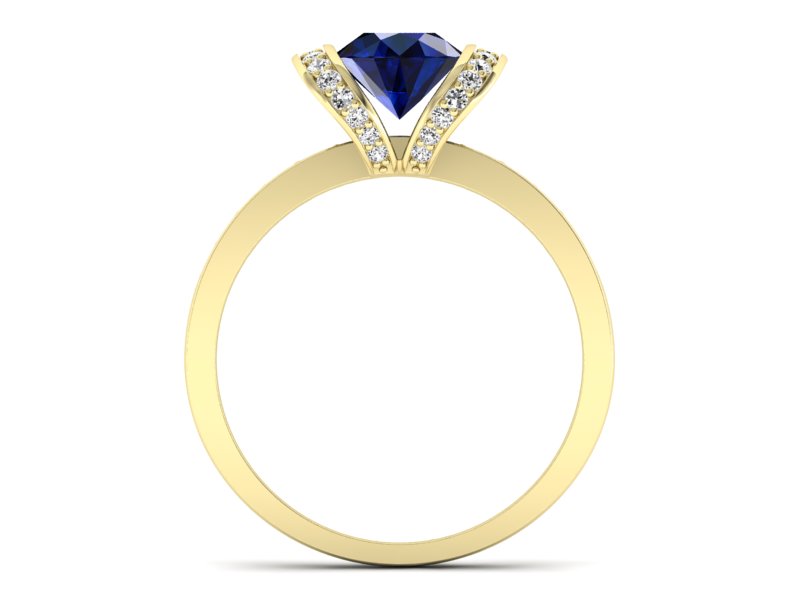 Złoty pierścionek z szafirem i diamentami - p16036zszc - 2