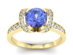 Pierścionek zaręczynowy z tanzanitem i brylantami - p16036zt