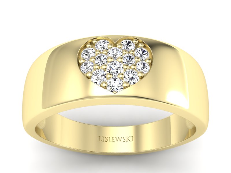 Złoty Pierścionek z diamentami żółte złoto 585 - p16038z - 1