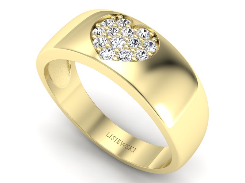 Złoty Pierścionek z diamentami żółte złoto 585 - p16038z - 3
