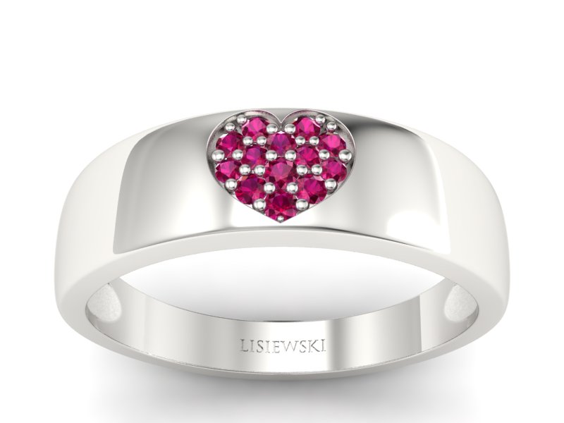 Złoty pierścionek zaręczynowy z rubinami - p16039brr - 1