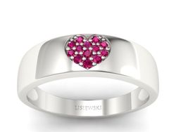 Złoty pierścionek zaręczynowy z rubinami - p16039brr