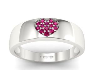 Złoty pierścionek zaręczynowy z rubinami