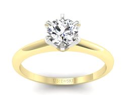Pierścionek z brylantem żółte białe złoto 585 - P16041zb