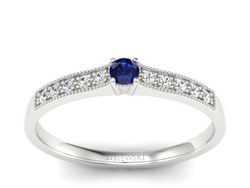 Pierścionek z szafirem i brylantami białe złoto - p16042bsz